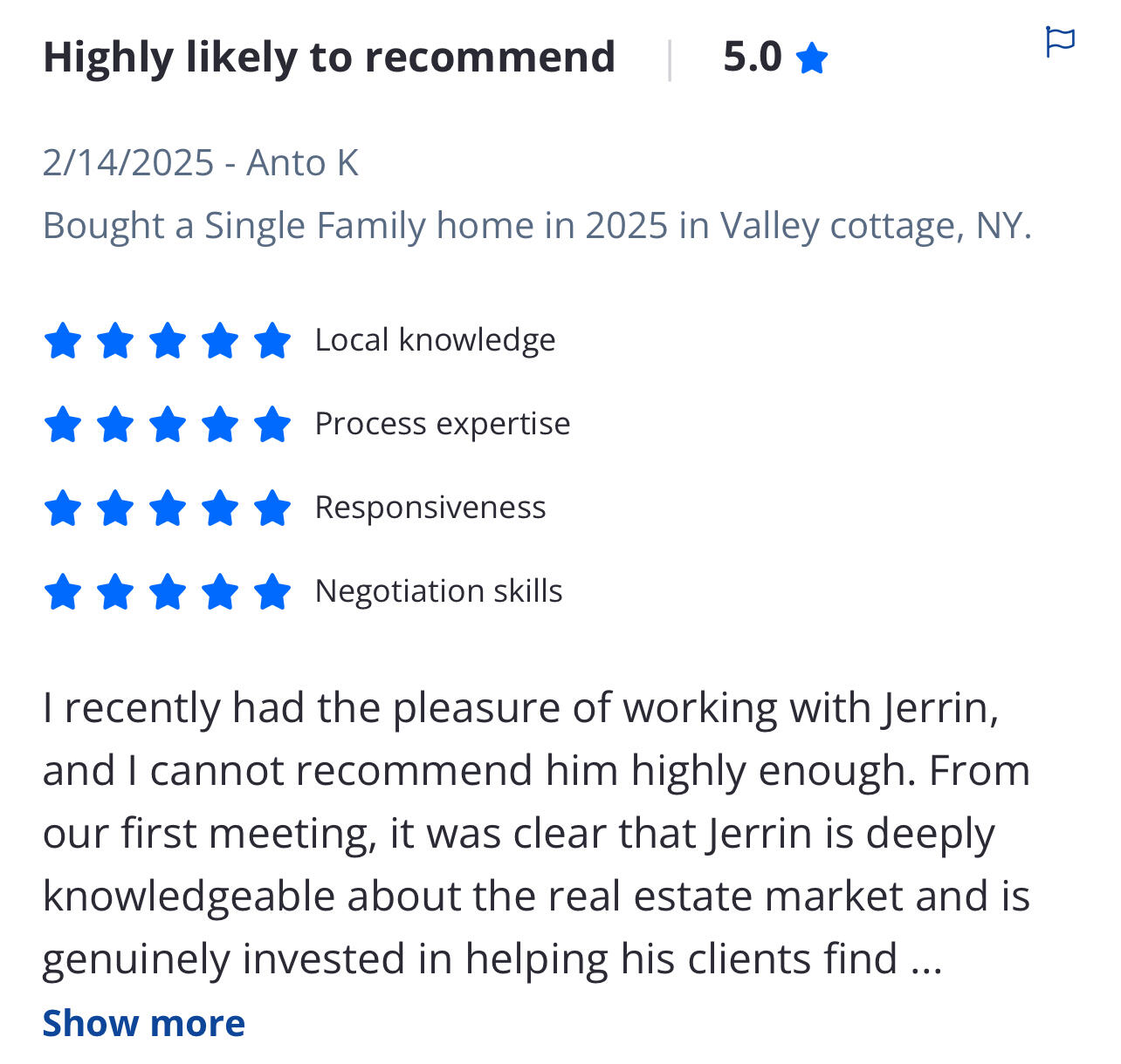 Jerrin John Zillow Real Estate Review